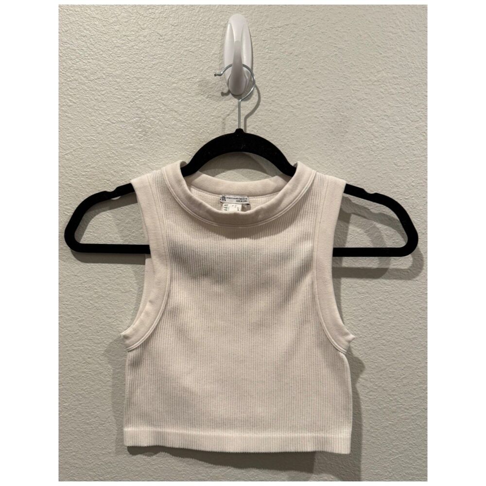 ZARA Racer Back Rib Antique White Crop Top